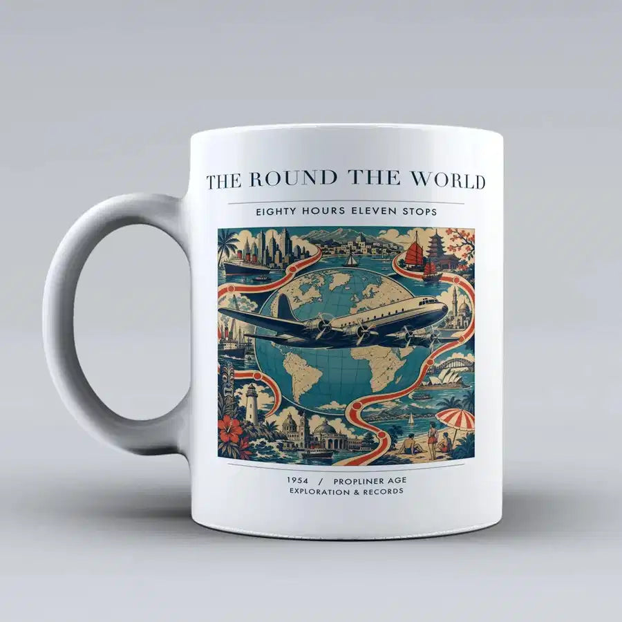 VINTAGE G4100 - The Round The World - Ceramic Mug design on white