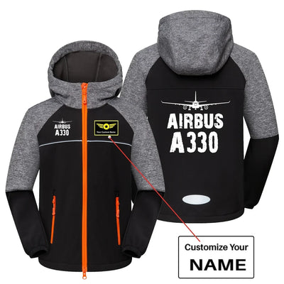 Airbus A330 & Plane aviation design printed on warm polar fleece kids' polar jacket.