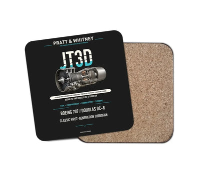 JT3D design on black 1 piece coaster