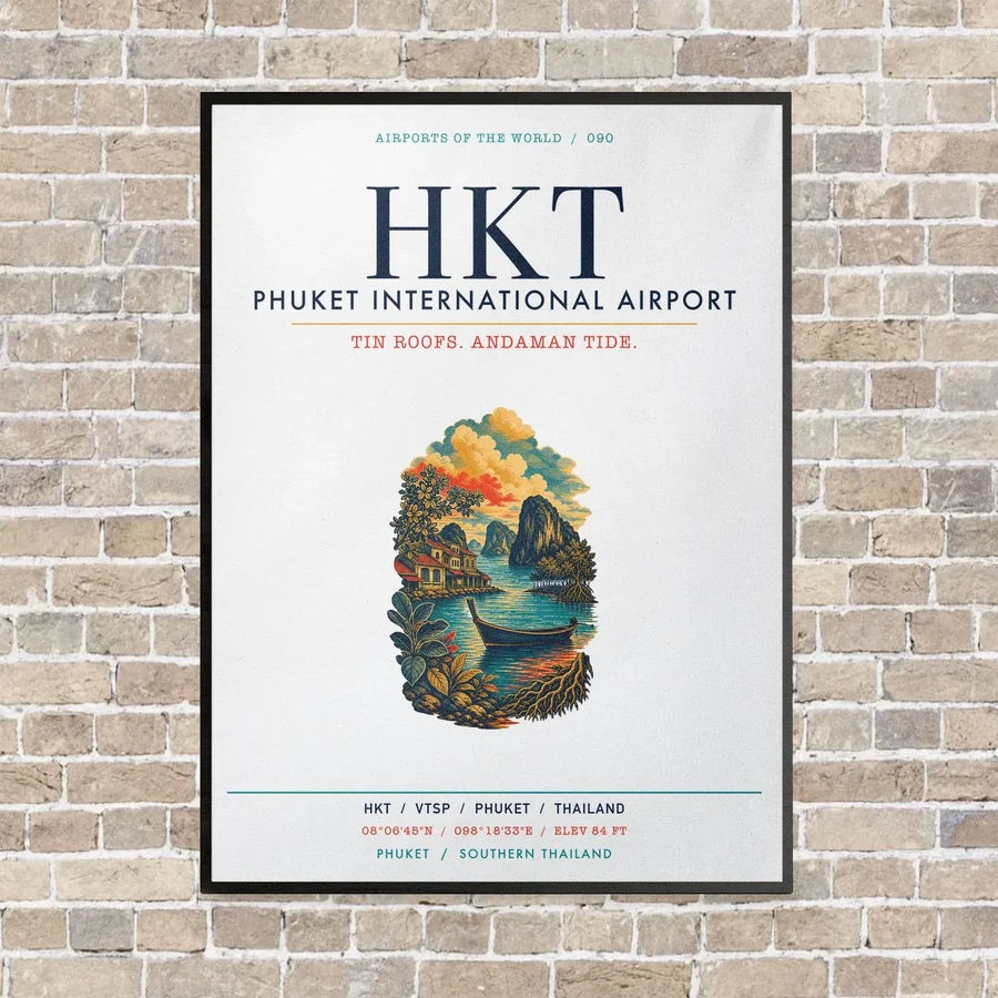 Phuket International Airport HKT vertical canvas print - framed - white background
