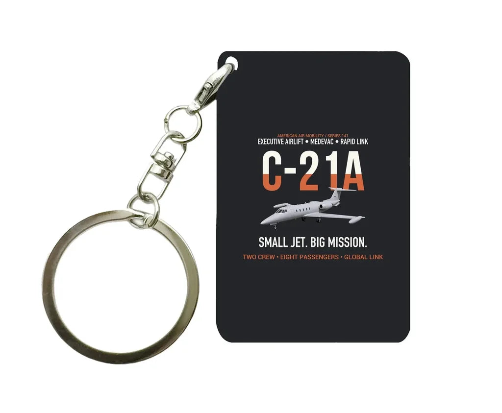 C-21A LEARJET Key Chain design on black key chain