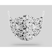 Thumbnail for Seamless Black&White Dogs aviation face mask in breathable cotton blend.