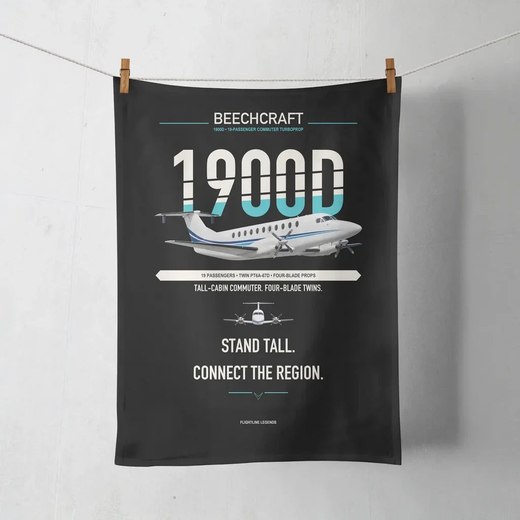 Beechcraft 1900D design on black towel