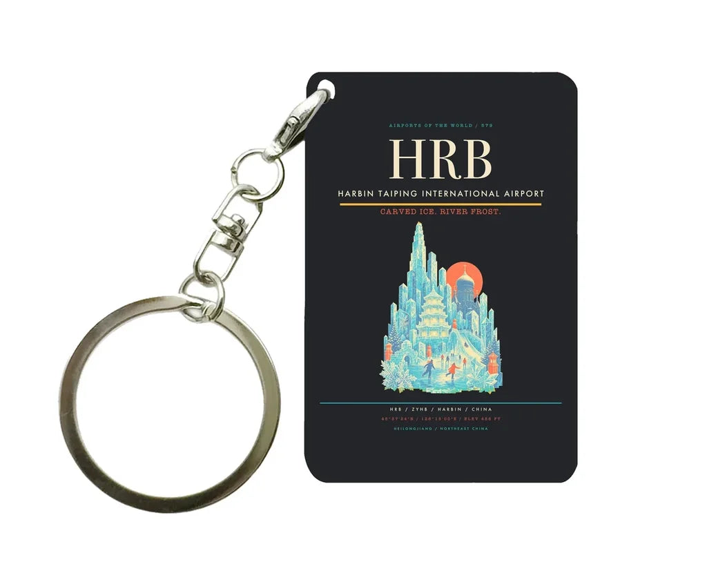 Harbin Taiping International Airport HRB Key Chain design on black key chain