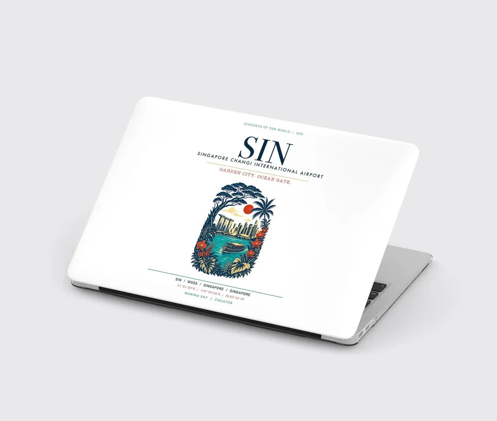 Singapore Changi International Airport (SIN) design on white MacBook case