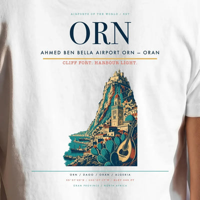 Ahmed Ben Bella Airport (ORN) double-side t-shirt design close-up cover