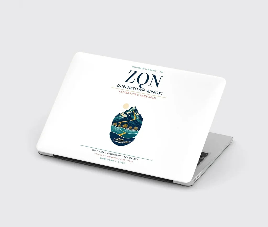 Queenstown Airport (ZQN) design on white MacBook case