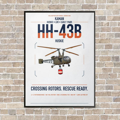 Kaman HH-43B Huskie vertical canvas print - framed - white background
