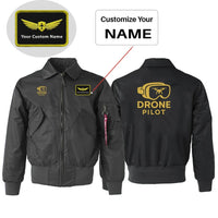 Thumbnail for Googles & Drone Pilot Embroidered aviation design printed on padded shell with hook-and-loop patch panels patch bomber jacket.