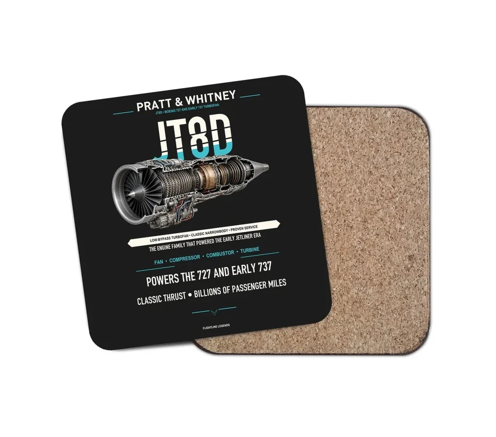 JT8D design on black 1 piece coaster