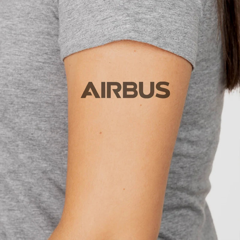 Airbus & Text aviation temporary tattoo in skin-safe adhesive paper.