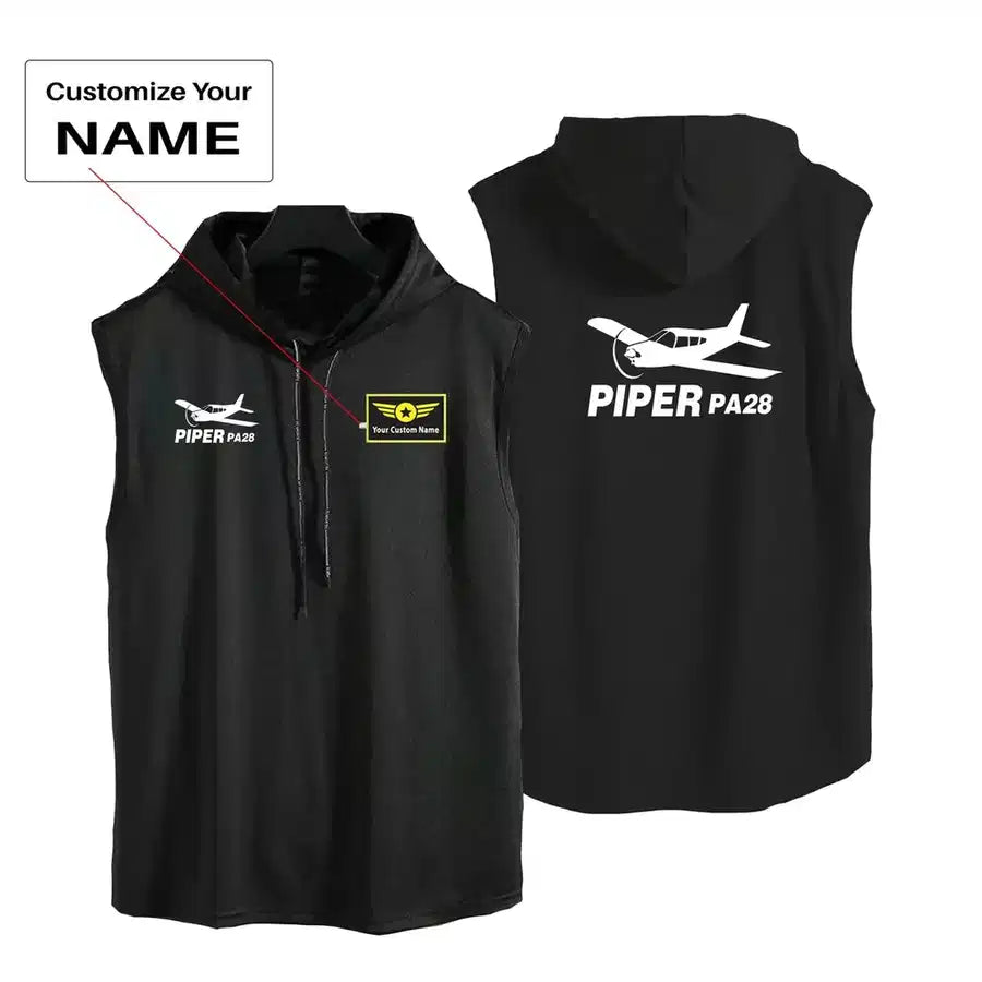 The Piper PA28 aviation design on breathable cotton with hood hooded tank top.