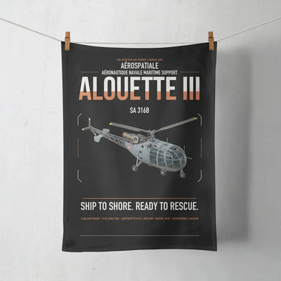 Aérospatiale SA 316B Alouette III design on black towel