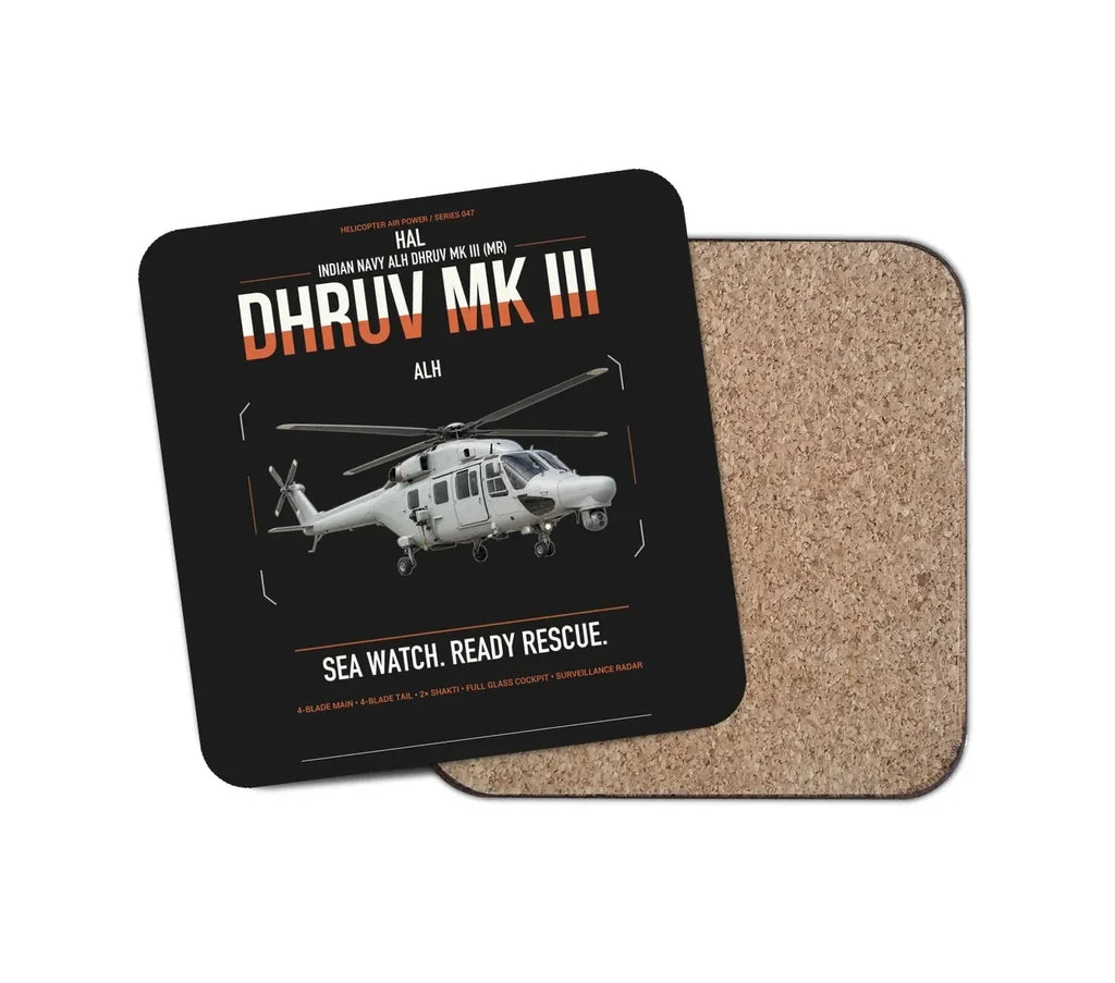 HAL ALH Dhruv Mk III design on black 1 piece coaster