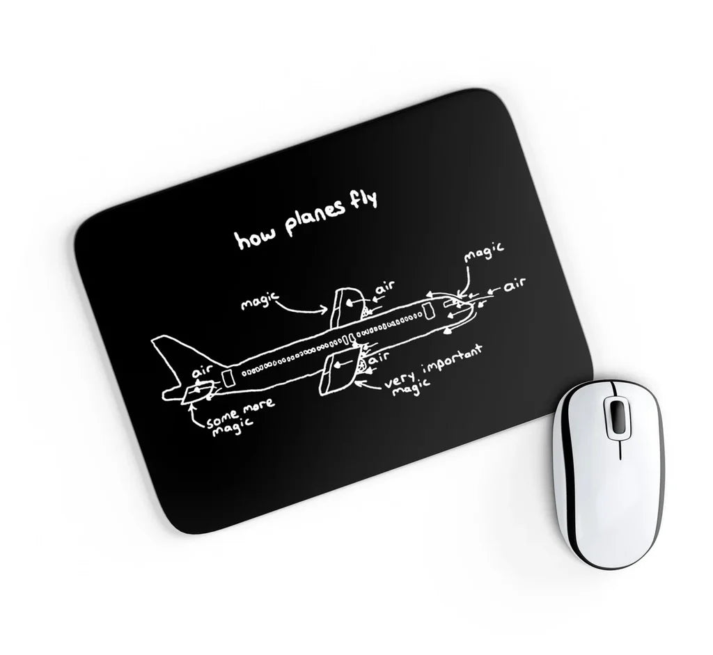 How Planes Fly aviation design on neoprene with anti-slip base mouse pad.