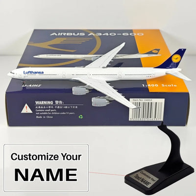 Side view of Lufthansa Airlines Airbus A340-600 D-AIHZ Airplane Model 1/400 aviation 16-18cm scale model aircraft in diecast.