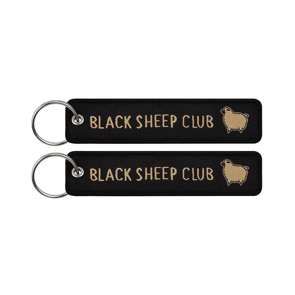 BLACK SHEEP CLUB aviation fashion key chain in polished metal.