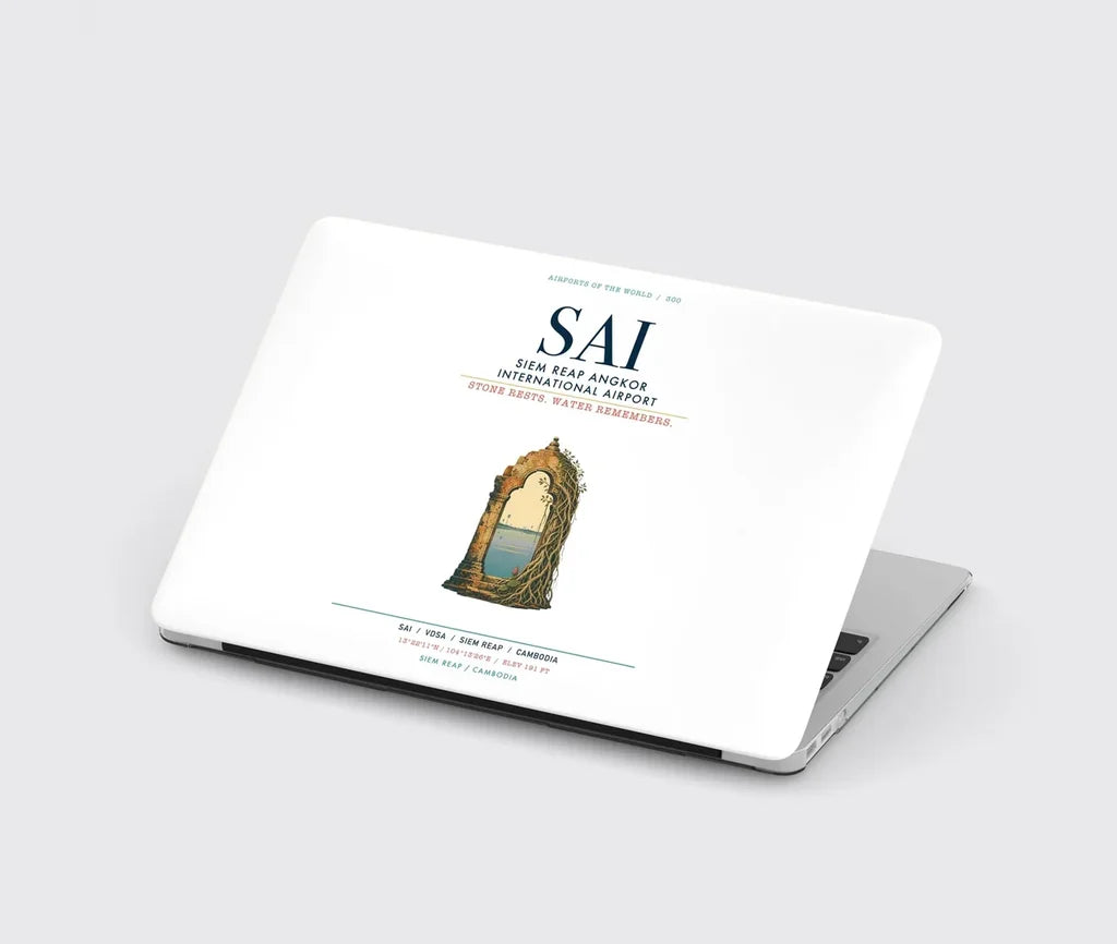 Siem Reap Angkor International Airport (SAI) design on white MacBook case