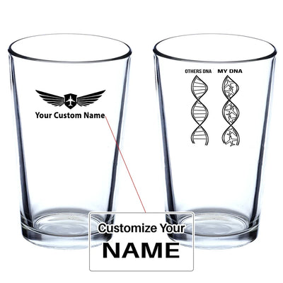 Aviation DNA Beer & aviation design on beer water glass, versatile drinkware.