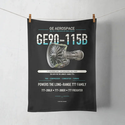 GE90-115B design on black towel