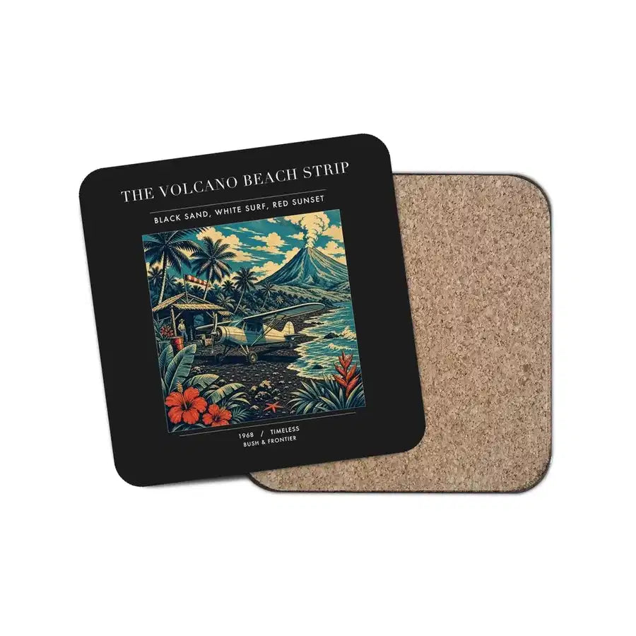 The Volcano Beach Strip - Designed Coasters design on black 1-piece
