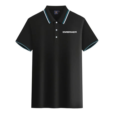 Embraer & Text aviation design printed on soft cotton stylish polo shirt.