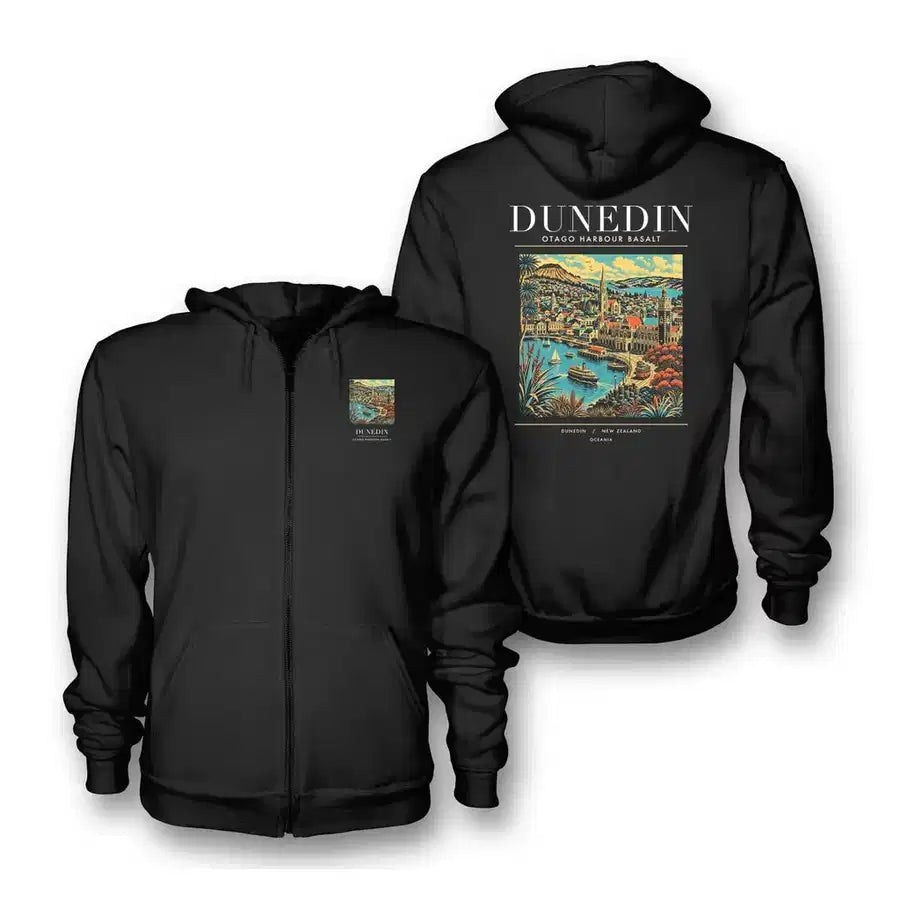 DUNEDIN - Poster - Zipped Hoodie - Black