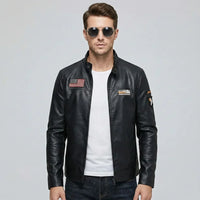 Thumbnail for Airborne aviation design printed on padded shell with classic pilot styling pilot jacket.