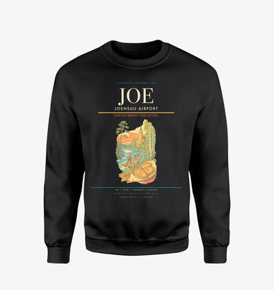 Joensuu Airport (JOE) design on black sweatshirt