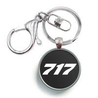 Thumbnail for Boeing 717 Flat Text aviation circle key chain, stainless-steel disc.