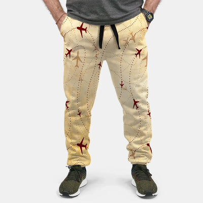 Vintage Travelling with aviation design on soft cotton blend 3D-printed sweatpants.