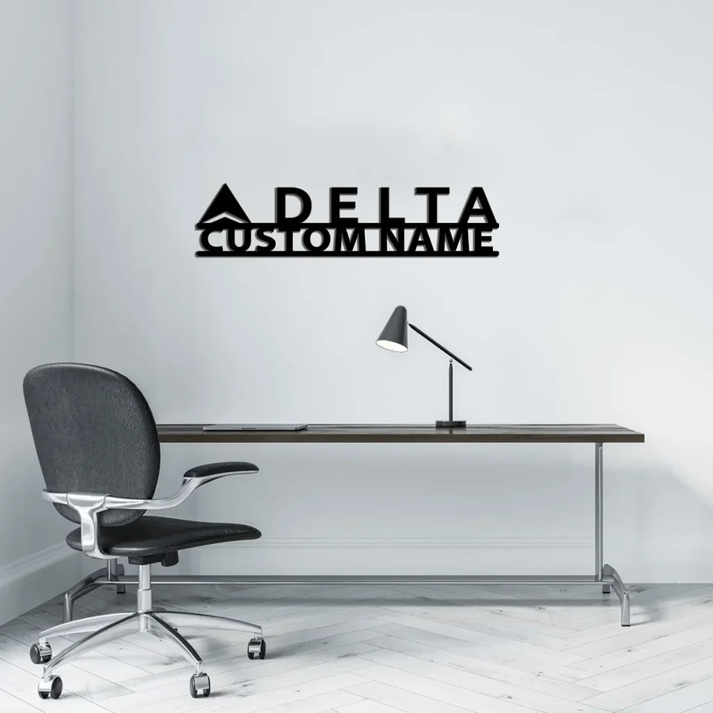 Delta Airlines (Delta Air Lines) aviation design on durable metal with painted finish metal wall sign.