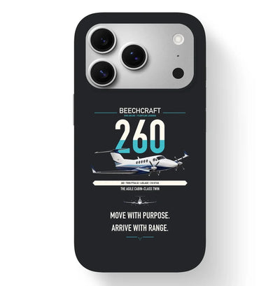 Beechcraft King Air 260 design on black magsafe iphone case, for iPhone 17 Pro