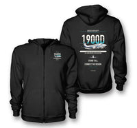 Thumbnail for Beechcraft 1900D design on black zipped hoodie