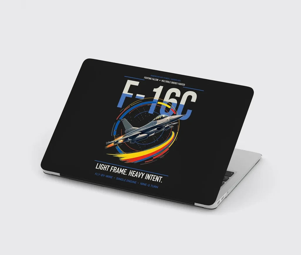F-16C Fighting Falcon design on black MacBook case