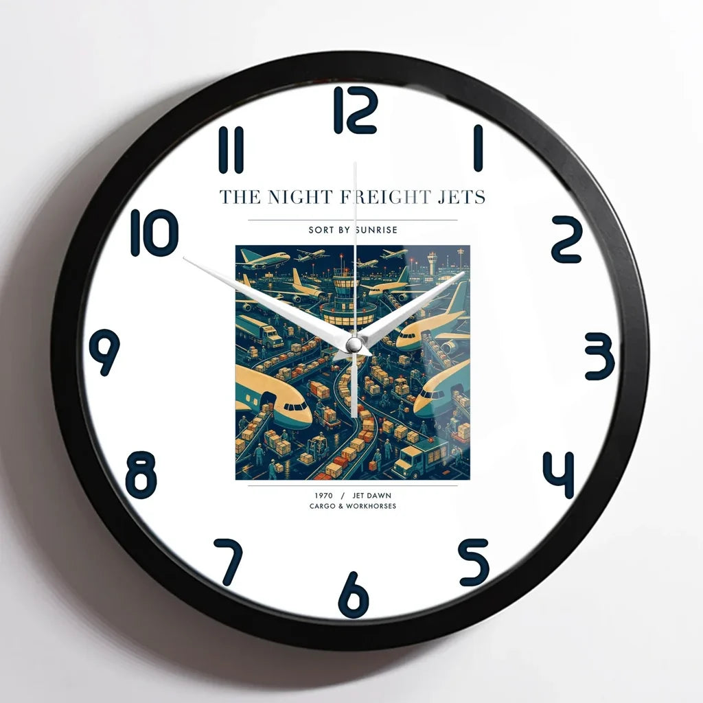 VINTAGE G4133 - The Night Freight Jets - Designed Wall Clocks design on white framed
