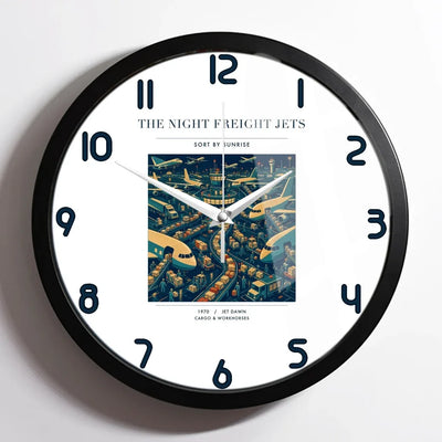 VINTAGE G4133 - The Night Freight Jets - Designed Wall Clocks design on white framed