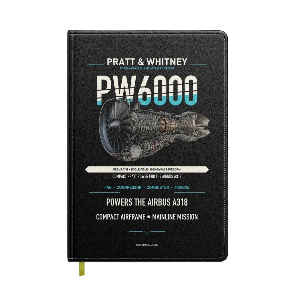 PW6000 design on black notebook