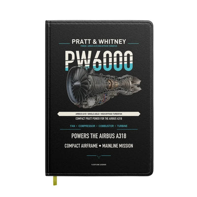 PW6000 design on black notebook
