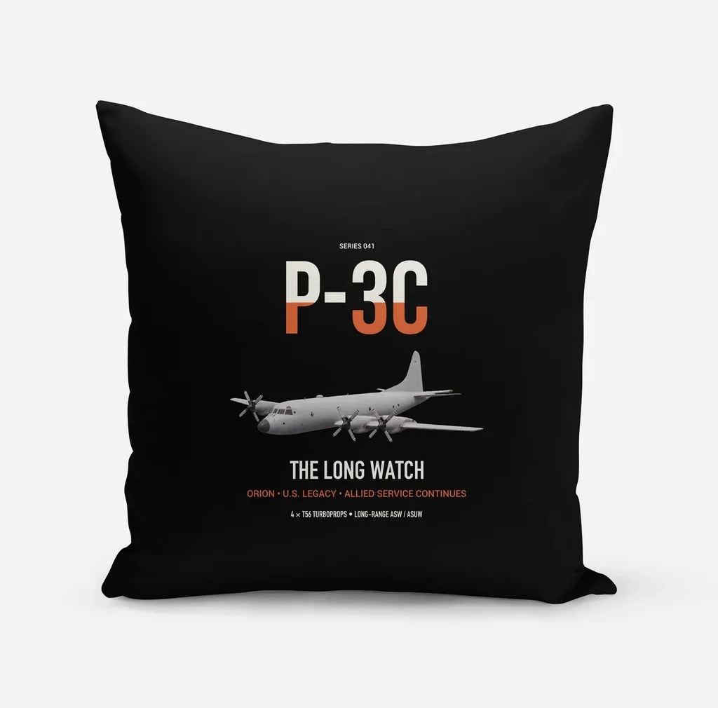 P-3C Orion design on black pillow