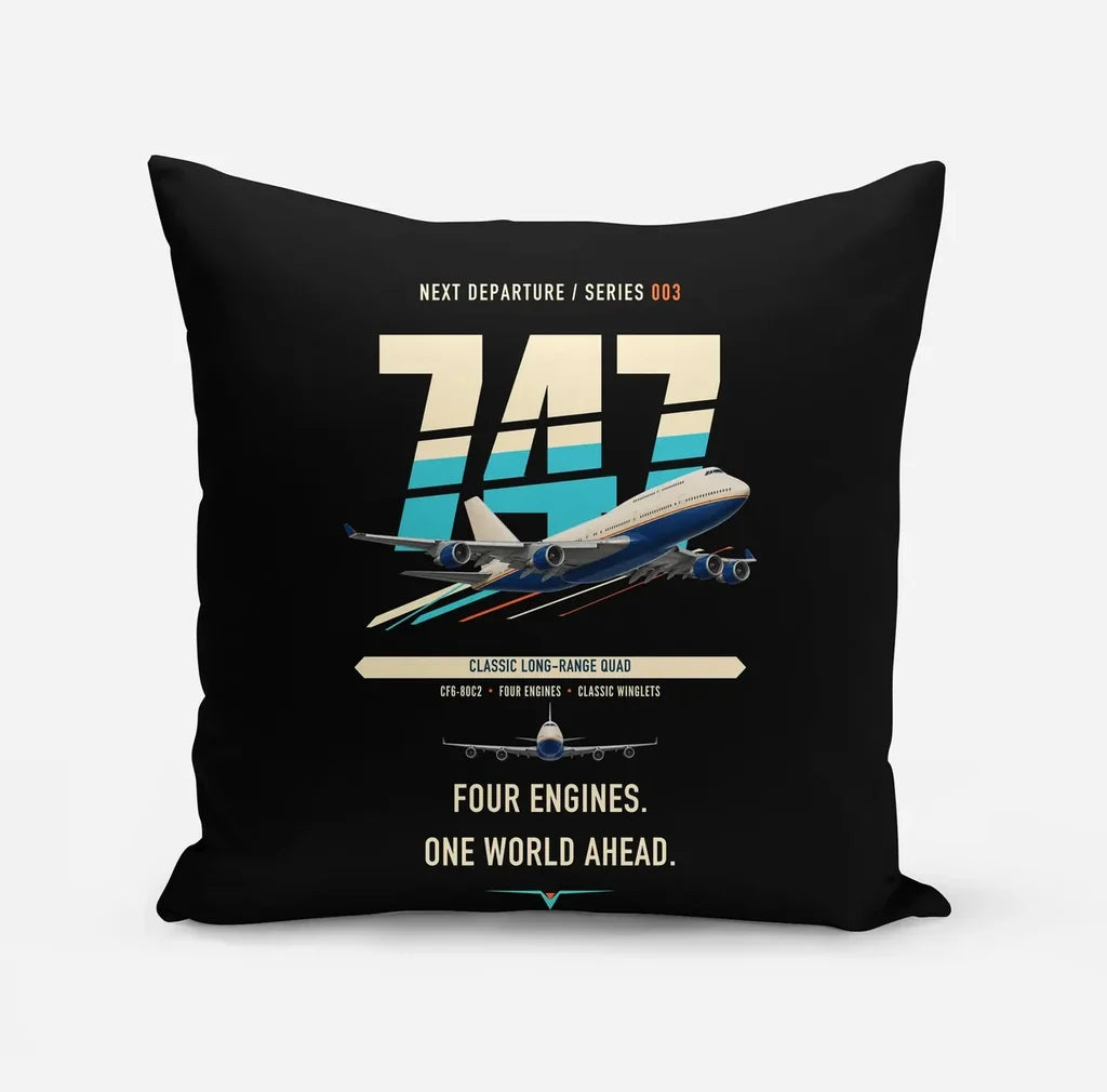 Boeing 747-400 design on black pillow