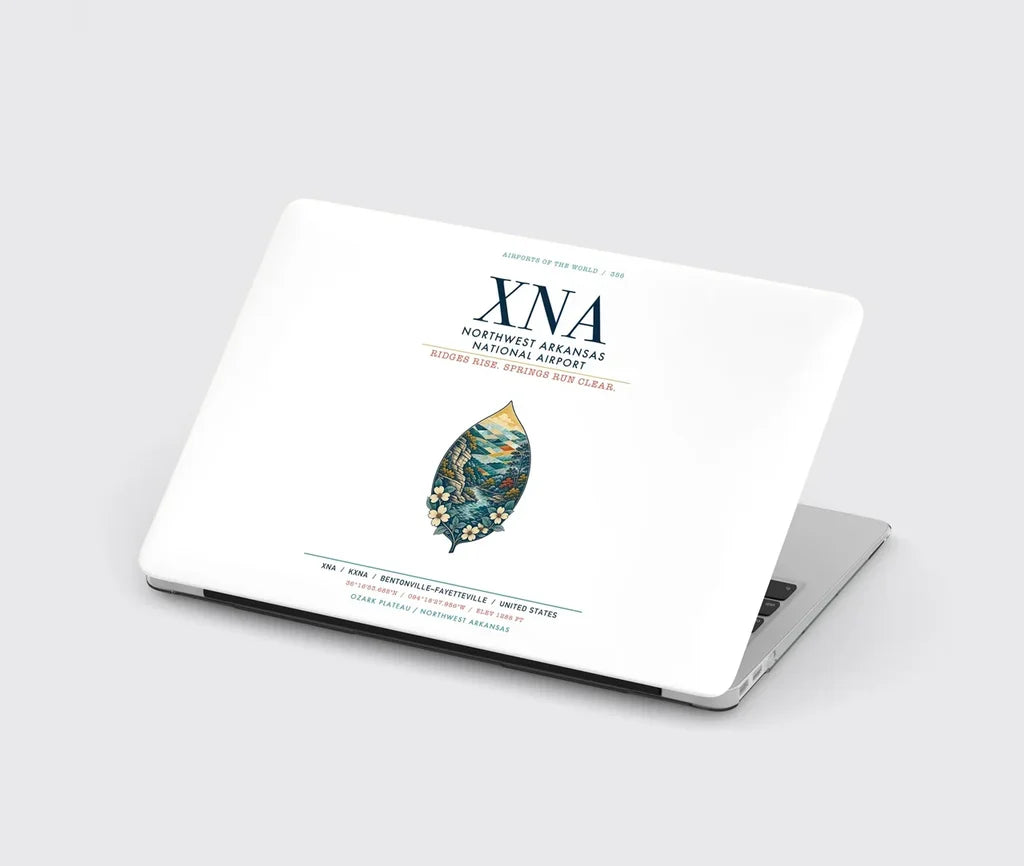 Northwest Arkansas National Airport (XNA) design on white MacBook case