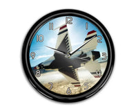 Thumbnail for Turning Right Fighter Jet 16 aviation themed wall clock, premium wood and metal.