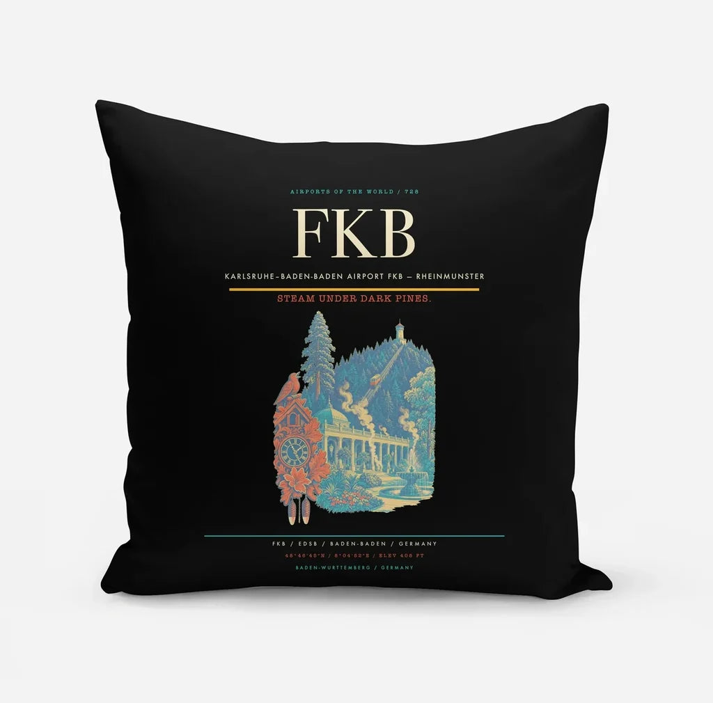 Karlsruhe–Baden-Baden Airport (FKB) design on black pillow