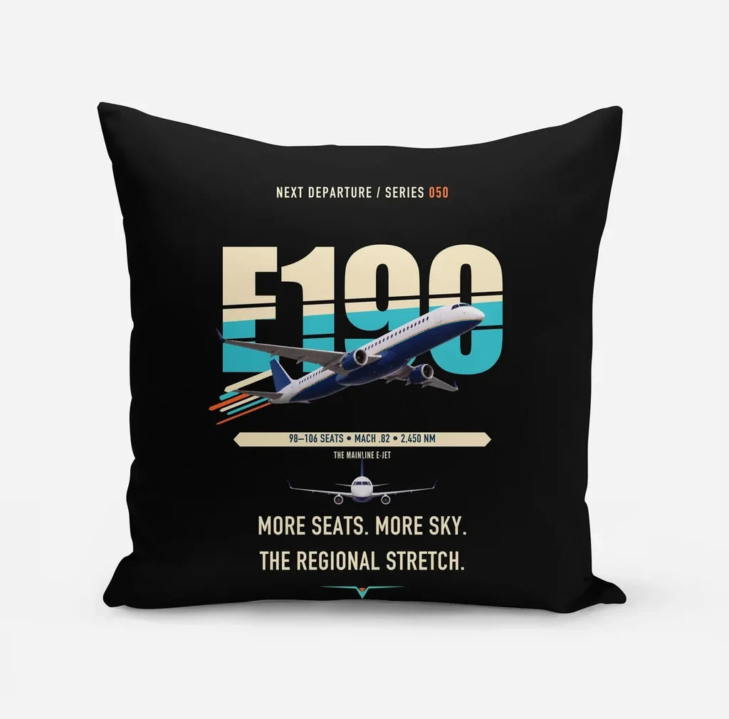 Embraer E190 design on black pillow