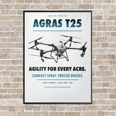 DJI Agras T25 vertical canvas print - framed - white background