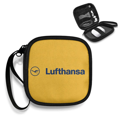 Lufthansa Airlines Portable aviation design portable headphone bag, padded polyester construction.