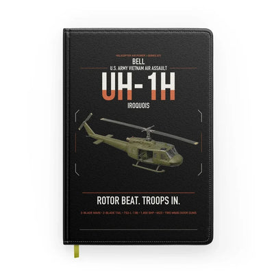 Bell UH-1H Iroquois design on black notebook