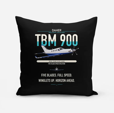 Daher TBM 900 design on black pillow