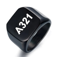 Thumbnail for Airbus A321 Flat Text aviation ring in stainless steel.